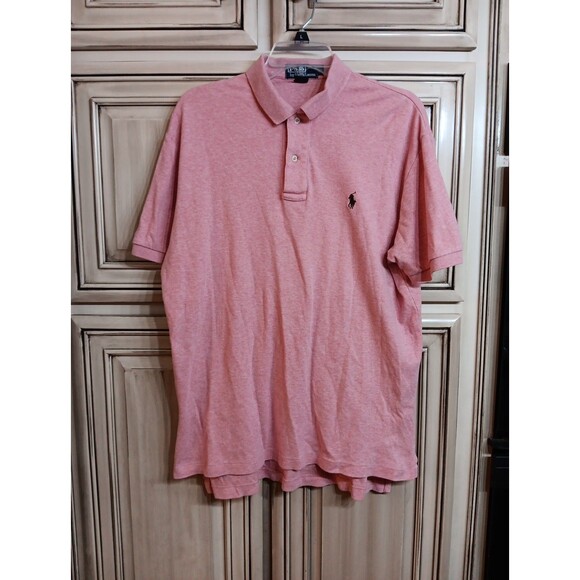 Polo Ralph Lauren -  Size MEDIUM - Soft Red -  Cotton - Golf - Brown Embroidered - Picture 1 of 6